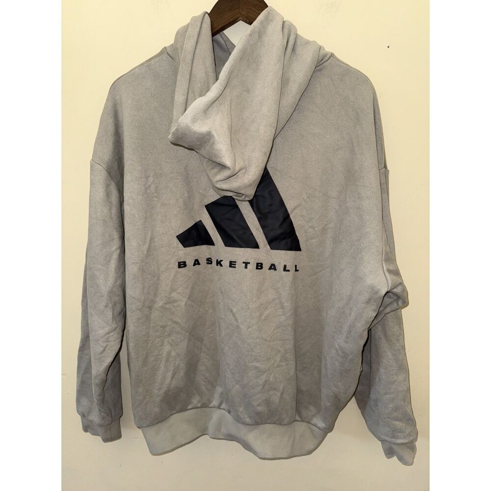 adidas Basketball Sueded Hoodie Sesame Beige Tan IN7707 Unisex Medium Oversized - Picture 2 of 9